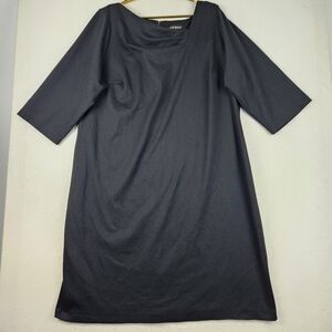 Lane Bryant Womens Plus Size 18/20 Black Pleated Neckline Office Back Zip Dress